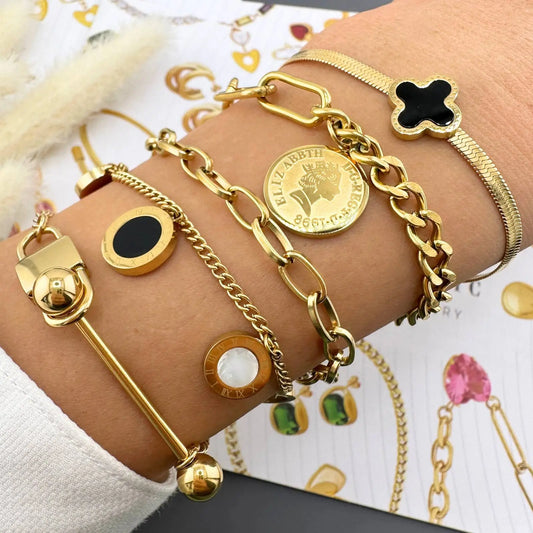 18K Gold Plated Stainless Steel Bracelet - Minimalist Fashion Accessory Delta Jewel