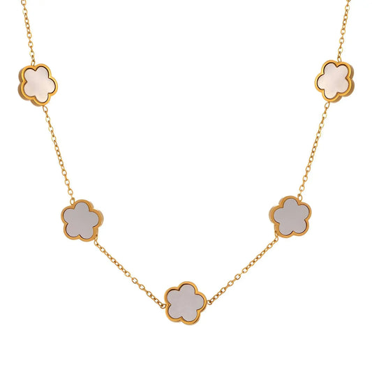 18K Gold Plated Floral Stainless Steel Necklace – Elegant and Durable Design Delta Jewel