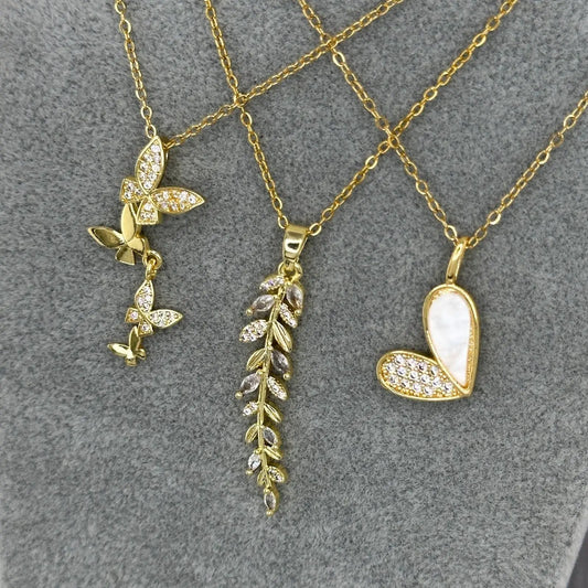18K Gold Plated Stainless Steel Butterflies Necklace - Delicate Nature-Inspired Jewelry Delta Jewel