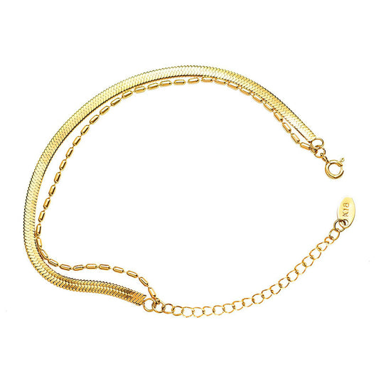 Serena Grace Anklet in gold plating; exquisite stainless steel design, measures 7.87 inches, stylish with lobster claw clasp.