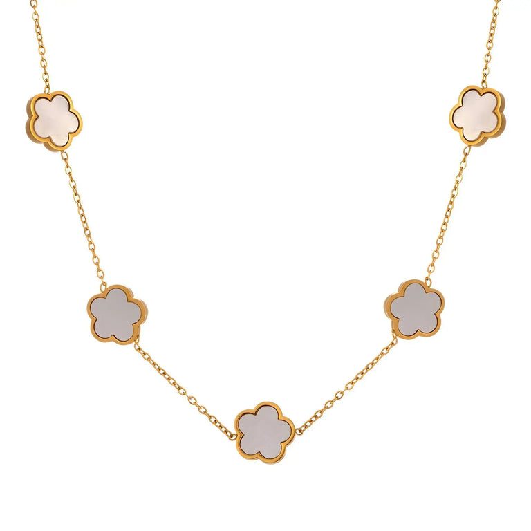 18K Gold Plated Floral Stainless Steel Necklace – Elegant and Durable Design Delta Jewel