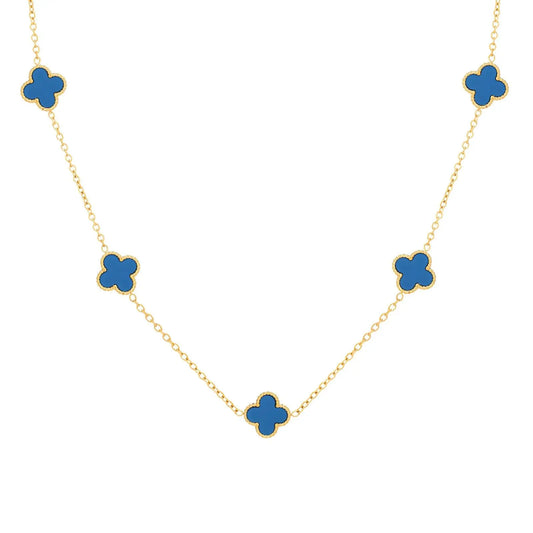 18K Gold Plated Stainless Steel Four-Leaf Clover Necklace - Elegant Jewelry Delta Jewel