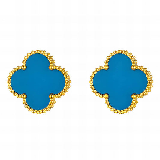 18K Gold Plated Stainless Steel Four-Leaf Clover Earrings - Lucky Charm Design Delta Jewel